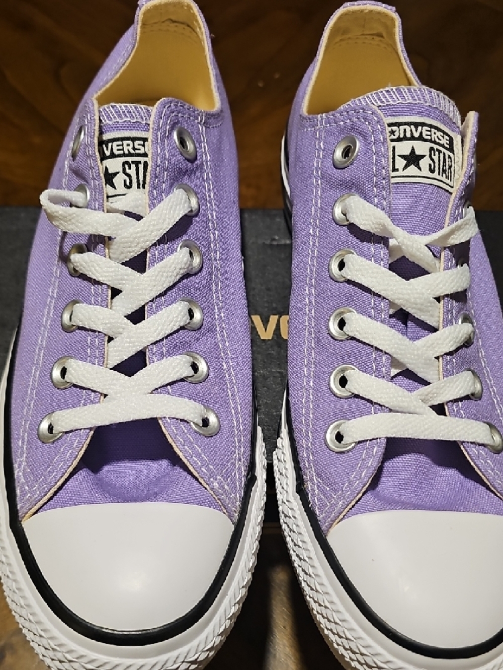 Unisex Converse Low Lavender Canvas Sneakers with White Accents - Picture 6 of 7